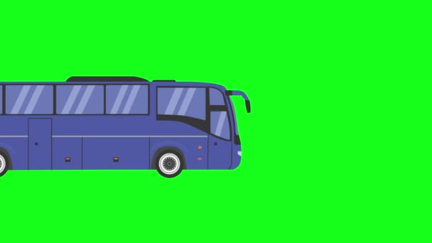Running Bus Animatie Platte Cartoon Groen Scherm — Stockvideo