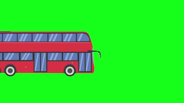 Running Bus Animatie Platte Cartoon Groen Scherm — Stockvideo