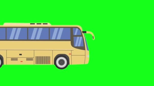 Running Bus Animacja Płaska Kreskówka Zielonym Ekranie — Wideo stockowe