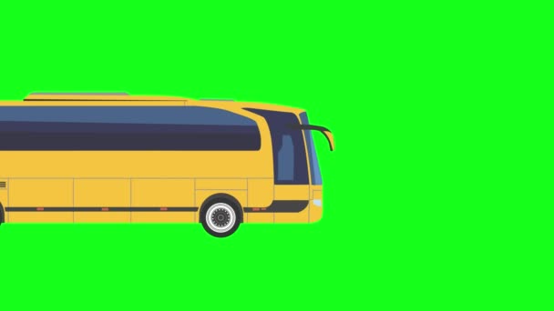 Running Bus Animacja Płaska Kreskówka Zielonym Ekranie — Wideo stockowe