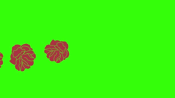 Animación Rosas Rojas Diseño Gráfico Pantalla Verde Elemento Transición — Vídeo de stock