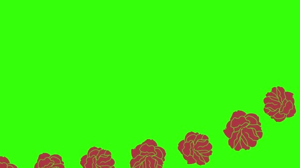 Animation Roter Rosen Grafische Gestaltung Auf Grünem Bildschirm Übergangselement — Stockvideo