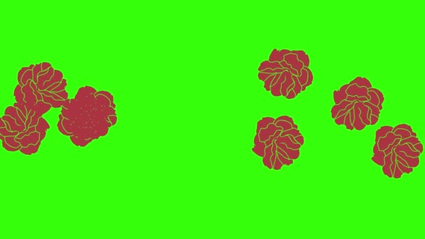 Animación Rosas Rojas Diseño Gráfico Pantalla Verde Elemento Transición — Vídeos de Stock