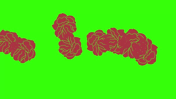 Анимация Красных Роз Графический Дизайн Зеленом Экране Переходный Элемент — стоковое видео