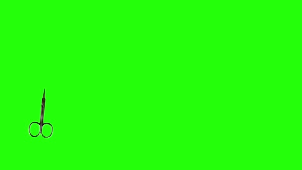 Animowane Cięcie Nożyczek Poruszanie Się Zielonym Ekranie Klawisza Chroma — Wideo stockowe