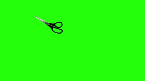 Animated Scissor Cutting Moving Green Screen Chroma Key — Stock Video