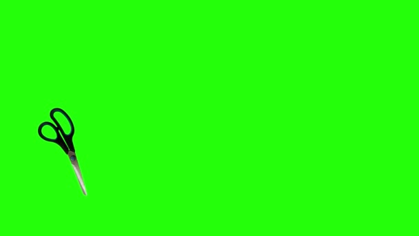 Анимированная Резка Ножницами Перемещение Хроме Зеленого Экрана — стоковое видео