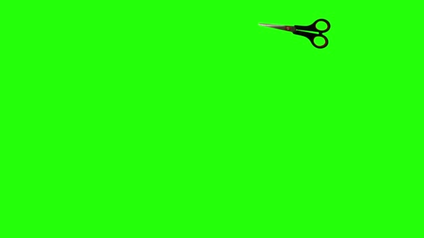 Animace Řezání Nůžkového Nástroje Pohyb Zelené Obrazovce Chroma Klávesy — Stock video
