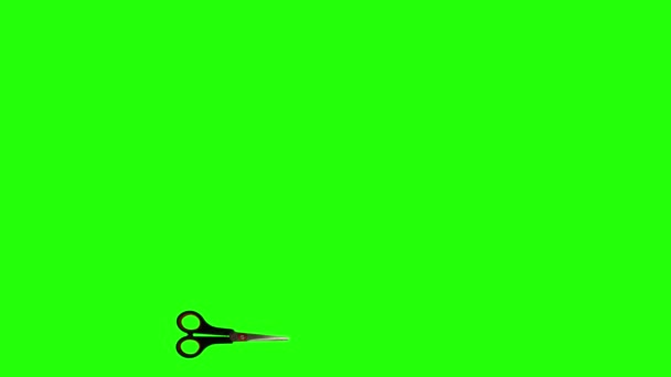 Animation Scissor Tool Cutting Moving Green Screen Chroma Key — Stock Video
