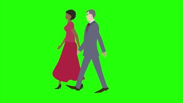 Animation Avec Homme Femme Vue Côté Boucle Transparente Sur Écran — Video