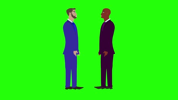 Animation Deux Hommes Affaires Personnage Parlant Autre Sur Écran Vert — Video
