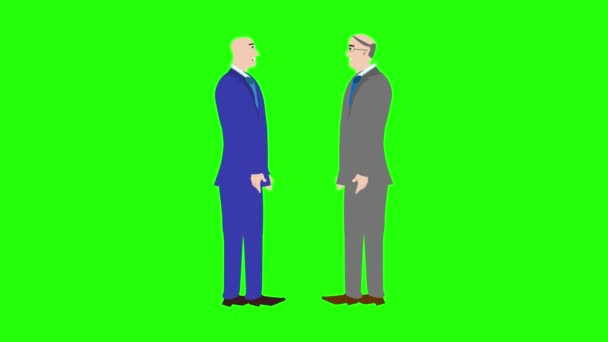 Animation Två Affärsman Karaktär Talar Varandra Grön Skärm Kroma Nyckel — Stockvideo