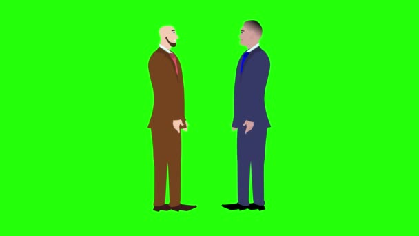 Adamı Karakterinin Yeşil Ekran Kroma Tuşunda Birbiriyle Konuşması Animasyonu — Stok video