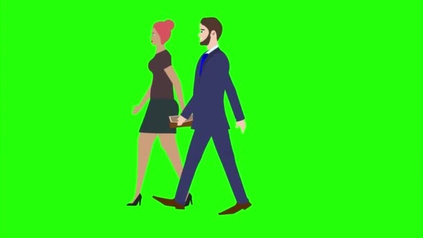 Animation Mit Mann Und Frau Charakter Fuß Seitenansicht Nahtlose Schleife — Stockvideo