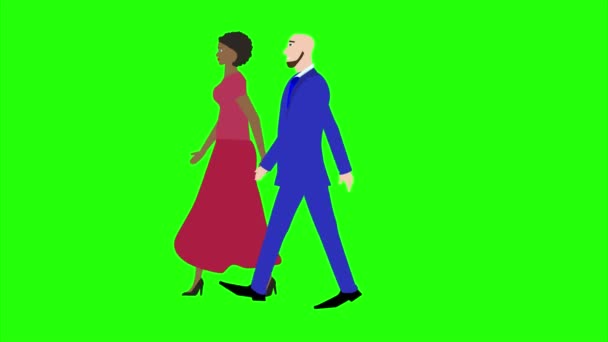 Animation Mit Mann Und Frau Charakter Fuß Seitenansicht Nahtlose Schleife — Stockvideo