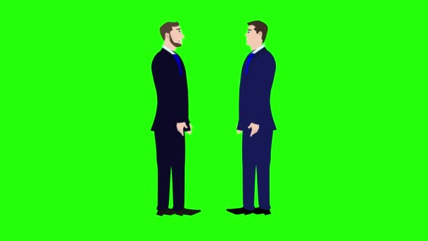 Animação Dois Personagens Homem Negócios Conversando Uns Com Outros Tecla — Vídeo de Stock