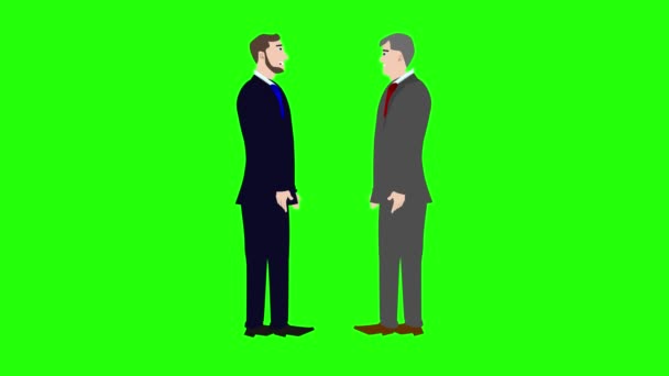 Adamı Karakterinin Yeşil Ekran Kroma Tuşunda Birbiriyle Konuşması Animasyonu — Stok video