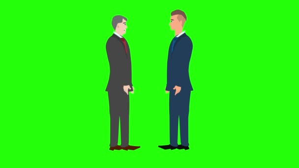 Animation Two Business Man Character Talking Each Other Green Screen — Stock Video