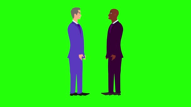 Animation Deux Hommes Affaires Personnage Parlant Autre Sur Écran Vert — Video