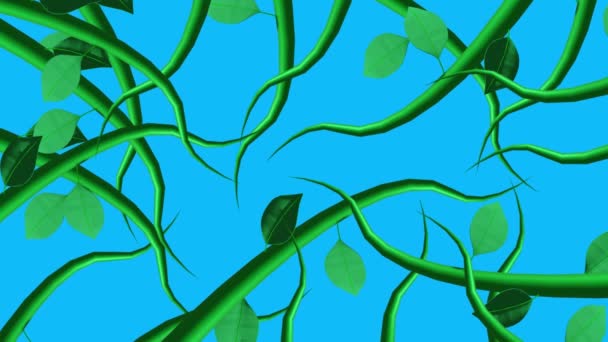 Dschungel Reben Animation Wachsende Elemente Auf Blauem Bildschirm Chroma Taste — Stockvideo