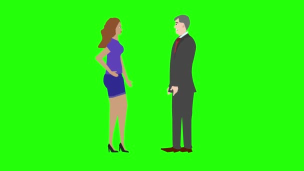 Κινούμενα Σχέδια Χαρακτήρα Άνδρα Και Γυναίκας Που Μιλάνε Μεταξύ Τους — Αρχείο Βίντεο