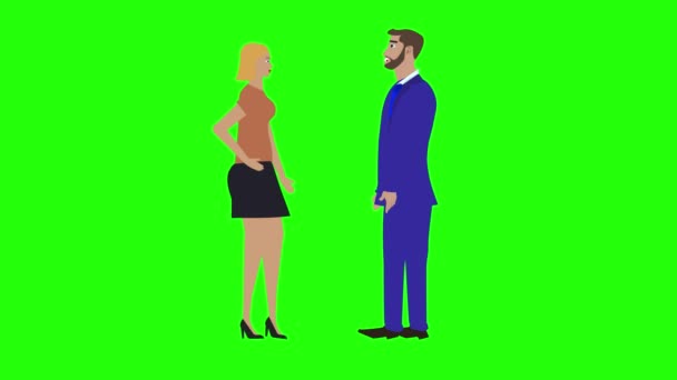 Animazione Con Uomo Donna Personaggio Parlando Tra Loro Chiave Cromatica — Video Stock