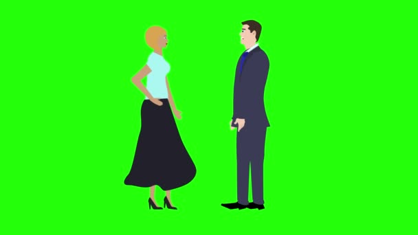 Animação Com Homem Mulher Personagem Falando Uns Aos Outros Chave — Vídeo de Stock