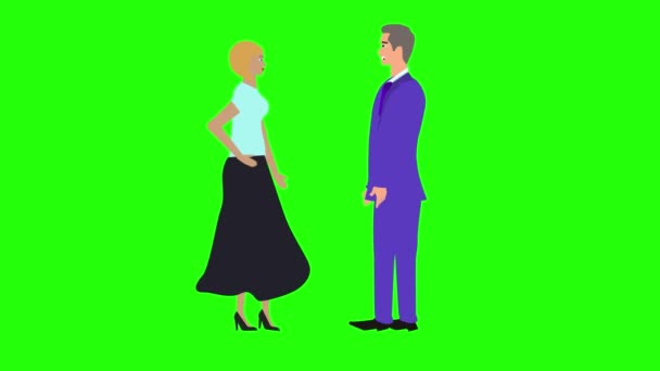 Κινούμενα Σχέδια Χαρακτήρα Άνδρα Και Γυναίκας Που Μιλάνε Μεταξύ Τους — Αρχείο Βίντεο