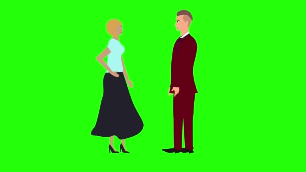 男主角和女主角互相交谈的动画片 绿色屏幕 用于解说视频 — 图库视频影像