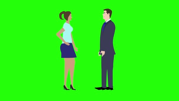 男主角和女主角互相交谈的动画片 绿色屏幕 用于解说视频 — 图库视频影像