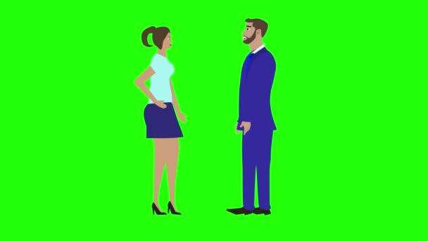 Animation Med Mand Kvinde Karakter Taler Hinanden Chroma Nøgle Grøn – Stock-video