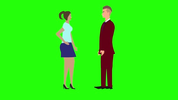 Animation Mit Mann Und Frau Die Miteinander Reden Chroma Taste — Stockvideo