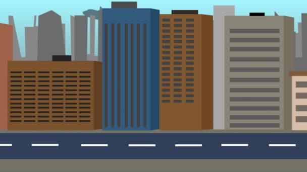 Cartoon Flat Empty City Sideview Parallax Animace Pozadí — Stock video