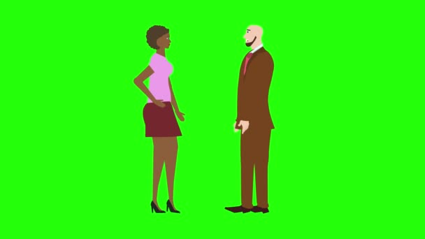 Animacja Postacią Mężczyzn Kobiet Rozmawiających Sobą Chroma Key Zielony Ekran — Wideo stockowe