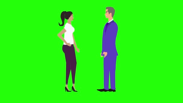 Animacja Postacią Mężczyzn Kobiet Rozmawiających Sobą Chroma Key Zielony Ekran — Wideo stockowe