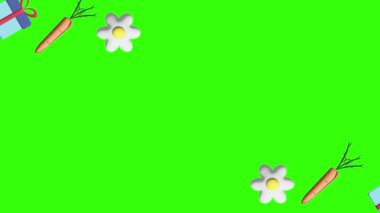 Yeşil ekran krom anahtar üzerindeki Paskalya ögelerinin animasyonu, hareket grafik tasarımı