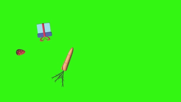 Анимация Пасхальных Элементов Зеленом Цветном Экране Графический Дизайн Движения — стоковое видео