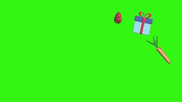 Animacja Elementów Wielkanocnych Zielonym Ekranie Chroma Key Projekt Graficzny Ruchu — Wideo stockowe
