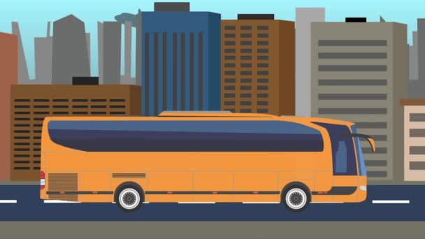 Przejażdżka Autobusem Mieście Płaska Animacja Płynna Pętla — Wideo stockowe