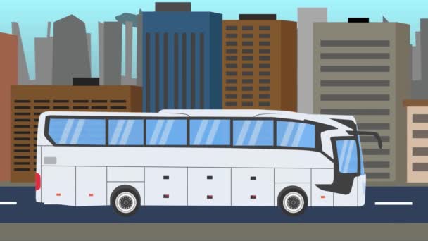 Buszozás Városi Úton Lapos Animáció Zökkenőmentes Hurok — Stock videók