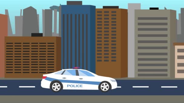 Rendőrautó Fut Városi Úton Animáció Zökkenőmentes Hurok — Stock videók