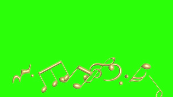 Note Musicali Segni Elementi Oro Strutturato Schermo Verde Animazione Cromatica — Video Stock