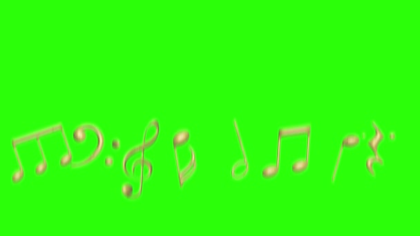 Catatan Musikal Menandai Elemen Bertekstur Emas Pada Layar Hijau Animasi — Stok Video