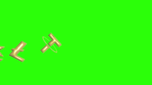 Znaki Kryptograficzne Teksturowane Metalowymi Naturalnymi Złotymi Elementami Animacji Zielonym Ekranie — Wideo stockowe