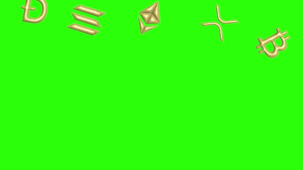 带有金属自然黄金动画元素的隐符号 绿色屏幕彩色键 — 图库视频影像