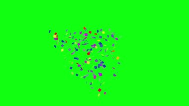 Kutlama ve olaylar için renkli Konfeti animasyonu, yeşil ekran krom anahtarı üzerindeki grafik kaynak ögesi