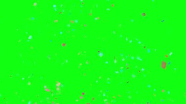Kutlama ve olaylar için renkli Konfeti animasyonu, yeşil ekran krom anahtarı üzerindeki grafik kaynak ögesi