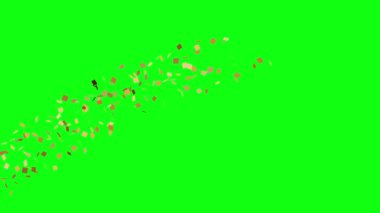 Kutlama ve olaylar için altın rengi Konfeti animasyonu, yeşil ekran krom anahtarı üzerindeki grafik kaynak ögesi