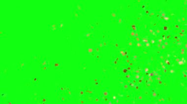 Kutlama ve olaylar için altın rengi Konfeti animasyonu, yeşil ekran krom anahtarı üzerindeki grafik kaynak ögesi