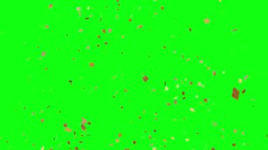 Kutlama ve olaylar için altın rengi Konfeti animasyonu, yeşil ekran krom anahtarı üzerindeki grafik kaynak ögesi